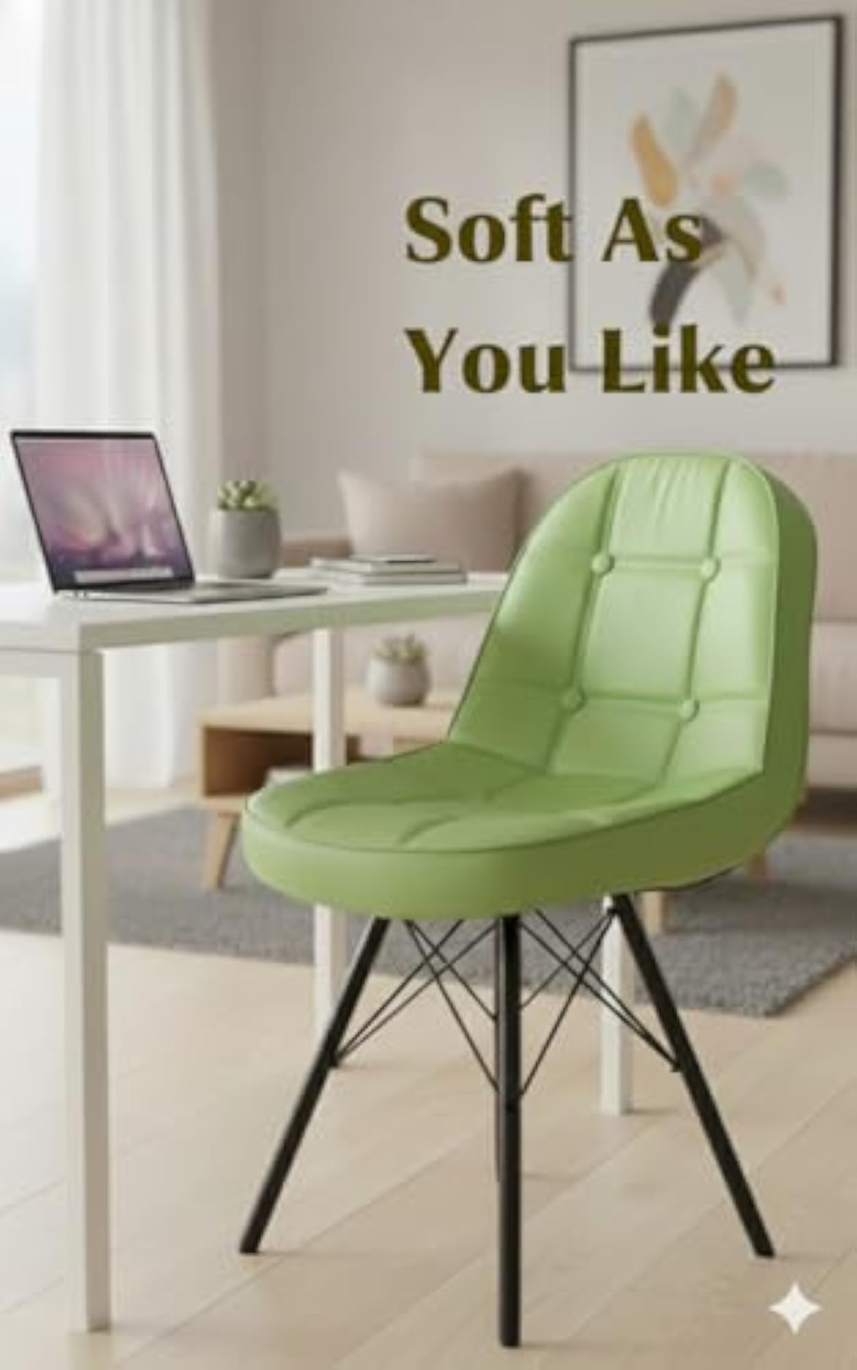 Modern Rexine Dining Chair with Sturdy Iron Frame